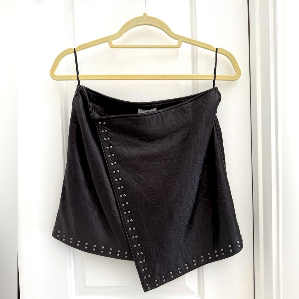 Joie Black Asymmetrical Studded Mini Skirt